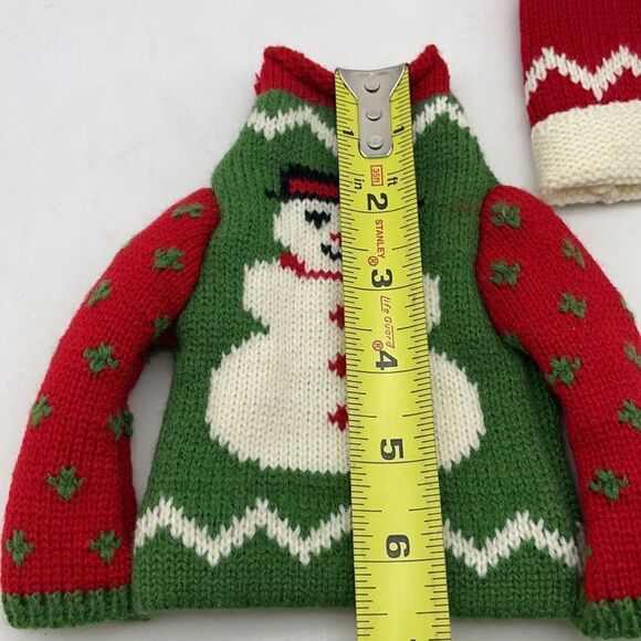 Snowman sweater and hat for wine bottle - Picture 2 of 6